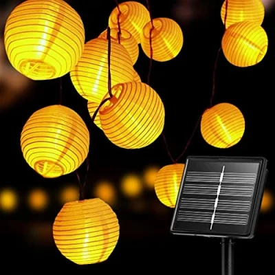 Afbeelding van Auting Lichtsnoer op zonne energie, voor buiten, weerbestendig, 6 m, 20 led lantaarns, lampen energie 8 modi, verlichting tuin, balkon, binnenplaats,