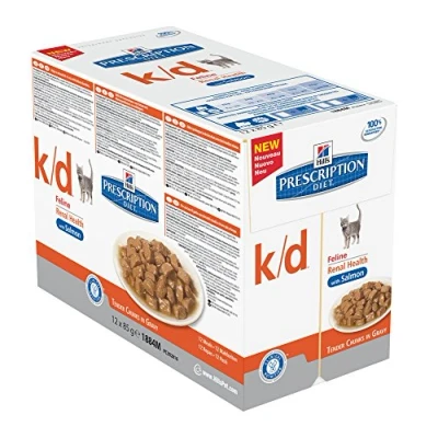 Afbeelding van Hill&quot;;s Prescription Diet K/D Kidney Care nat kattenvoer met zalm 85 g zakje 4 dozen (48 x g)