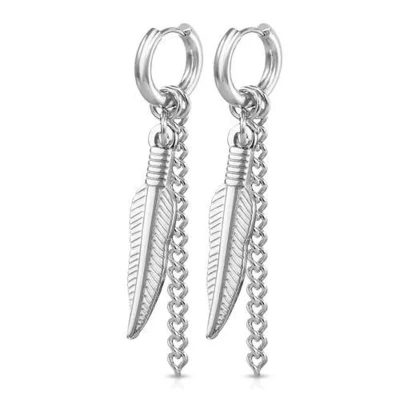 Afbeelding van Oorbellen hanger veertjes met ketting