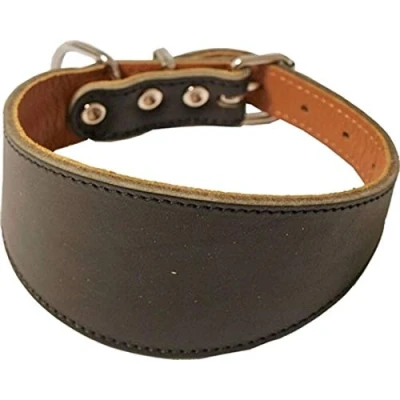 Afbeelding van Whippet hondenhalsband halsband gevoerd donkerbruin 42cm galgo leer