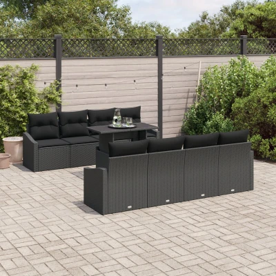 Afbeelding van vidaXL Tuin Sofa Set van 7 Zwart Poly Rattan