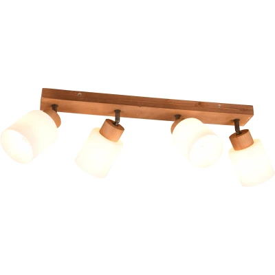 Afbeelding van Reality LED Plafondspot Plafondverlichting E14 Fitting 4 lichts Rechthoek Bruin Hout