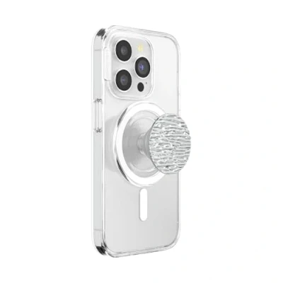 Afbeelding van PopSockets Ronde telefoongreep compatibel met MagSafe, inclusief adapterring, telefoonhouder, draadloos opladen Fata Morgana Chrome