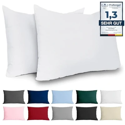 Afbeelding van Kussenkussen 40x60 Versterkte katoen (set van 2) Wit strak weven 57 draden/cm² kussensloop 40 x 60 cm gecertificeerde oeko tex
