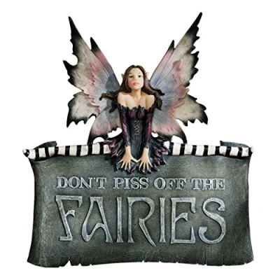 Afbeelding van Design Toscano Wandbord met &quot;Don&#039;t Piss Off the Fairies&quot;, afmetingen: 25,5 x 5 28 cm
