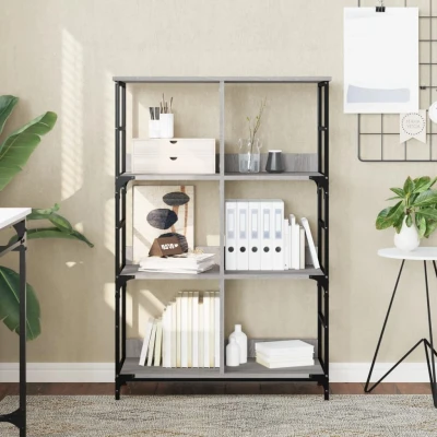 Afbeelding van Boekenrek 78,5x33x117,5 cm bewerkt hout grijs sonoma eikenkleur