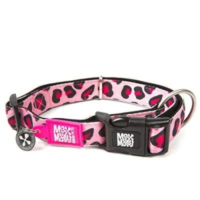 Afbeelding van Max &amp; Molly Smart ID Halsband Leopard Pink Maat L 39 62cm Halsomvang B25mm