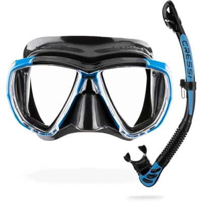 Afbeelding van Cressi Combo Big Eyes + Alpha U.D. Black/Azuurmasker snorkel, uniseks, volwassenen, zwart/lichtblauw, eenheidsmaat