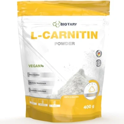Afbeelding van L carnitine Pure 400 g zuiver poeder zonder toevoegingen 133 porties 3000 mg carnitinepoeder 100% tartraat laboratorium getest veganistisch hoge dosis premium kwaliteit