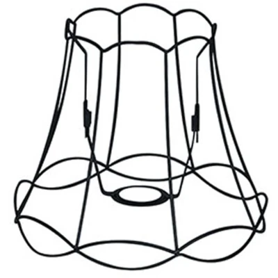Afbeelding van QAZQA Metalen lampenkap zwart 2521 Granny Frame
