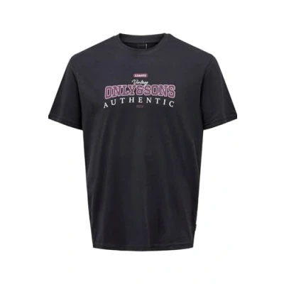 Afbeelding van ONLY &amp; SONS Onsmax Life Logo Ss Tee T shirt voor heren, navy, XS