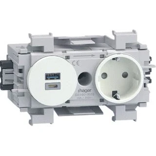 Afbeelding van Ecoline contacdoos 1 voudig met usb lader a c wago front verkeerswit gs16019016