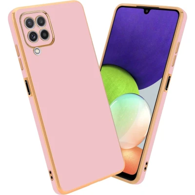 Afbeelding van Cadorabo Hoesje geschikt voor Samsung Galaxy M22 / M32 4G in Glossy Roze Goud Beschermhoes Case Cover van flexibel TPU silicone en met camerabescherming