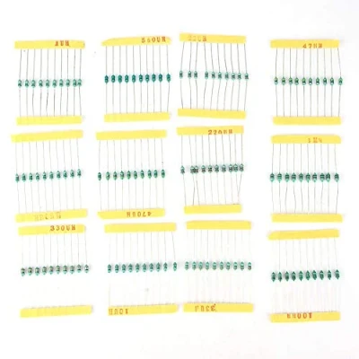 Afbeelding van 120 Stks Inductor Set, Elektrische Inductor, Ring Pack 1/4W Kleur 12 Soorten Inductie 1UH 1MH