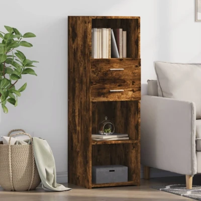Afbeelding van Hoge kast 40x42,5x124 cm bewerkt hout gerookt eikenkleurig
