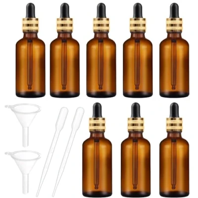 Afbeelding van DERJDISF 30ml 8st Pipetfles Klein Glazen Flesje Amberkleurige Apothekerspot set Met Zwarte Pipetdop voor etherische olie aromatherapie melanges