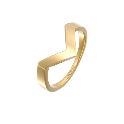 Afbeelding van Elli Vform Basic Ring goldcoloured, Dames, Maat: 54, Gold coloured