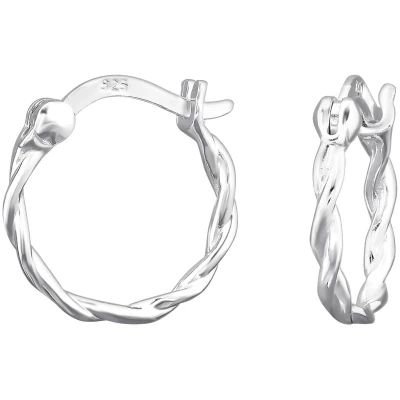 Afbeelding van JoyS Zilveren oorringen 12 mm / 1.5 twisted gedraaid Franse sluiting oorbellen sterling zilver 925