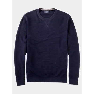 Afbeelding van OLYMP Casual Modern Fit Trui ronde hals marine, Gestructureerd