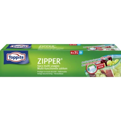 Afbeelding van 12x Toppits Zipper Multi Functionele Zakken 3 liter 8 stuks