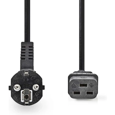 Afbeelding van Stroomkabel Type F (CEE 7/7) Male IEC 320 C19 Gehoekt Recht Nedis