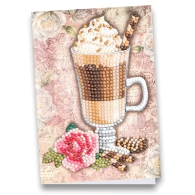 Afbeelding van Ideen mit Herz Wenskaart met diamondpainting, DIN B6, 11,5 x 16,5 cm, 370 g/m², envelop en gereedschap, ijskoffie
