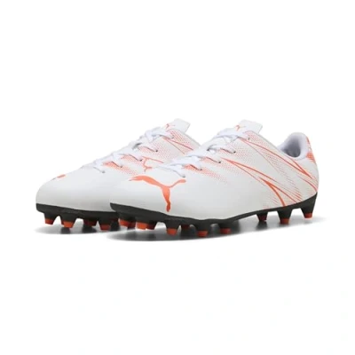Afbeelding van Puma Attacanto FG/AG JR Unisex Voetbalschoenen voor kunstgras kinderen, Maat: 32, White/glowing red Kunststof