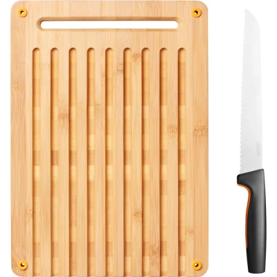 Afbeelding van Fiskars Functional Form Set bamboe broodsnijplank en mes