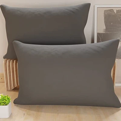 Afbeelding van PETTI Artigiani Italiani 2 kussenslopen 70 x 40 cm, effen kussenslopen, donkergrijs, kussensloop van 100% microvezel, hypoallergeen, gemaakt in Italië