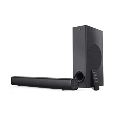 Afbeelding van CREATIVE Stage 2.1 kanaals soundbar onder de monitor met subwoofer voor tv, computers en ultrabrede monitoren, Bluetooth/optische ingang/TV ARC/AUX in, afstandsbediening wandmontagekit