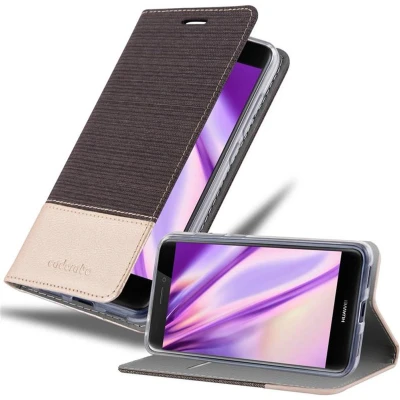 Afbeelding van Cadorabo Hoesje geschikt voor Huawei P8 LITE 2017 / P9 in ANTRACIET GOUD Beschermhoes met magnetische sluiting, standfunctie en kaartvakje Book Case Cover Etui
