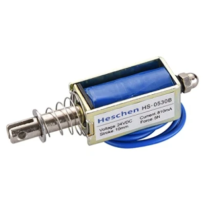 Afbeelding van Heschen Elektrische solenoïde JF 0530B, 24VDC, 10mm slag, 5N Kracht, Rond, 13mm dik, Pull Type
