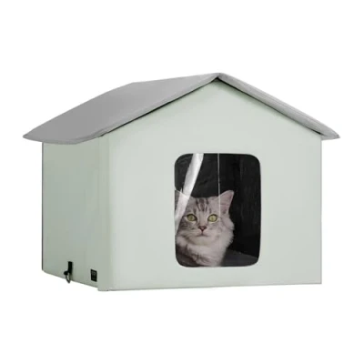 Afbeelding van VEVOR Kattenhuis Kattengrothut Verwarmd 48x56x44cm groen (M)
