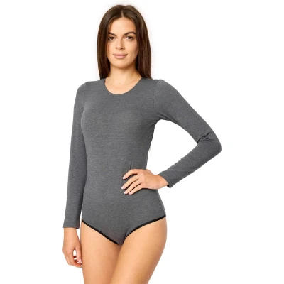 Afbeelding van Merry Style Dames Body Bodysuit Lange Mouwen Katoen MS MS10 BD114 Donkermelange XXL
