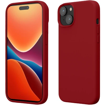 Afbeelding van kwmobile Case voor iPhone 15 Slank TPU Hoesje met Zachte Afwerking In rabarber rood