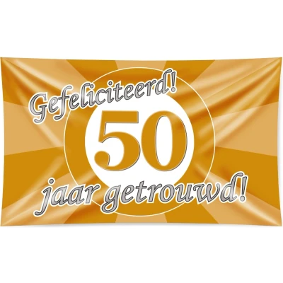 Afbeelding van Gevelvlag 50 jaar getrouwd verkeersbord XXL 150x90cm
