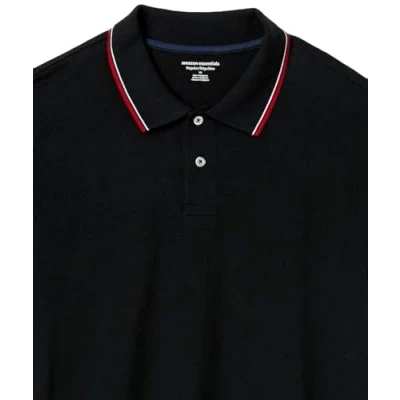 Afbeelding van Amazon Essentials Men&#039;s Poloshirt van piqué katoen met normale pasvorm (verkrijgbaar in grote en lange maten), Zwart Rood, XXL