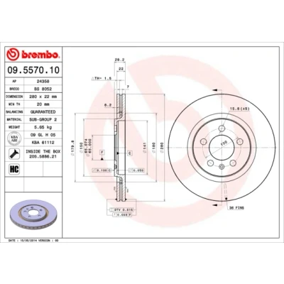 Afbeelding van Brembo Remschijf 09.5570.10