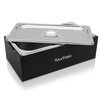 Afbeelding van YourCasa® Biologische afvalemmer keuken echt hout en roestvrij staal voor dagelijks biologisch afval gebruik vaatwasmachinebestendig &amp; geurdicht container compostemmer