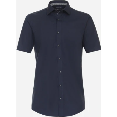 Afbeelding van VENTI modern fit overhemd korte mouw twill blauw Strijkvrij Boordmaat: 41