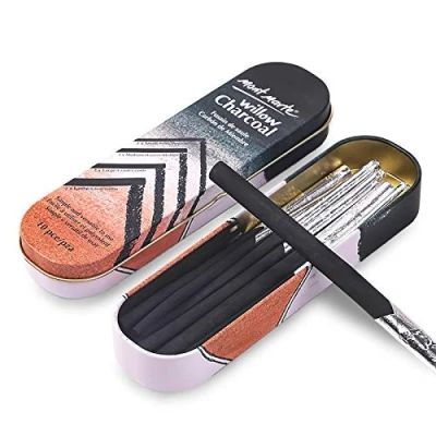 Afbeelding van Mont Marte Houtskool Potloden Set 10 stuks in verschillende maten Zwarte voor Tekenen Ideale Tekenpotloden Aluminium Etui Schetspotloden perfect indrukwekkende Tekeningen