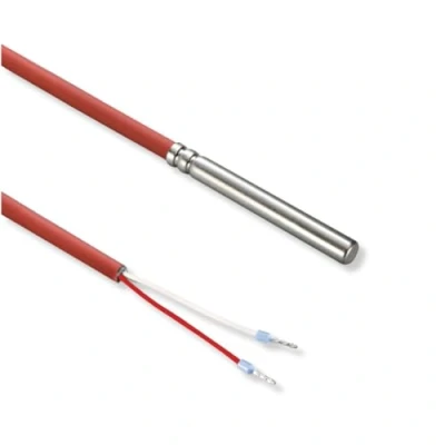 Afbeelding van SENSORSHOP24 Kabelsensor met siliconen leiding, temperatuursensor roestvrijstalen beschermhuls, 6 mm x 50 mm, sensor tot 180 graden (PT1000 1/3 DIN / 2 geleiders meter)