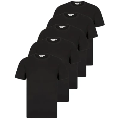 Afbeelding van Tokyo Laundry Heren (pak van 5) katoenen jersey effen T shirt set, gitzwart, L