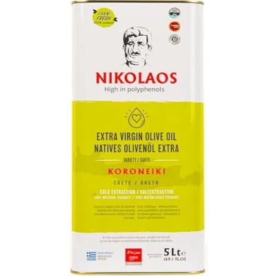 Afbeelding van Olijfolie 5 liter uit Kreta, Griekenland &quot;Nikolaos&quot; Premium Kwaliteit 0,3% / Koudgeperst, Extra Vierge Natuurlijk &quot;Supervers Rijk aan Polyfenolen // Houdbaarheidsdatum: Januari 2026