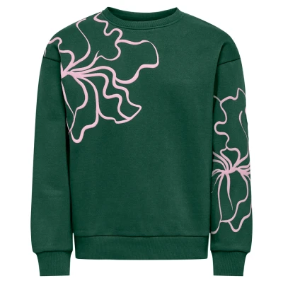 Afbeelding van ONLY KOGODESSA LIFE L/S O NECK BOX UB CP SWT Meisjes Trui Pineneedle Blurry Flower Roseate Spoonbill