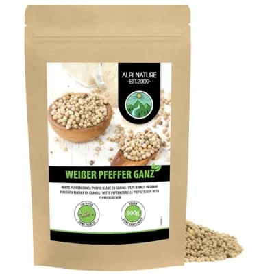 Afbeelding van Hele witte peper (500g), peperkorrels 100% natuurlijk, uiteraard zonder toevoegingen, vegan,