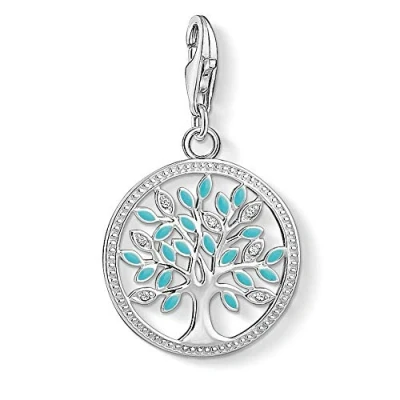 Afbeelding van Thomas Sabo Dames Charm hanger Tree of Love Turquoise 925 Sterling Zilver 1469 041 17