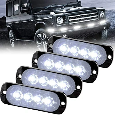 Afbeelding van Sidaqi 4PCS Sync functie 4 LED 12W Emergency Hazard Strobe Warning Grille Working Light Bar voor 12 24V Car Vehicle Truck veiligheid Knipperlicht Waarschuwingslicht (wit)