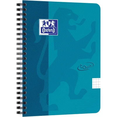 Afbeelding van Oxford School Touch spiraalblok, ft A5, 140 bladzijden, geruit 5 mm, blauw (aqua) spiraalschrift