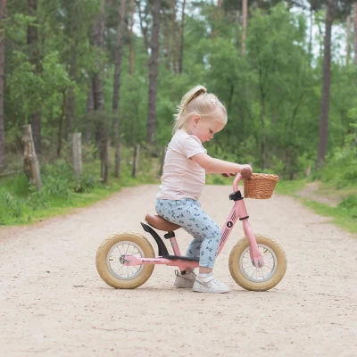 Afbeelding van Bandits &amp; Angels loopfiets Starter retro roze met mandje 2 jaar meisjes metaal